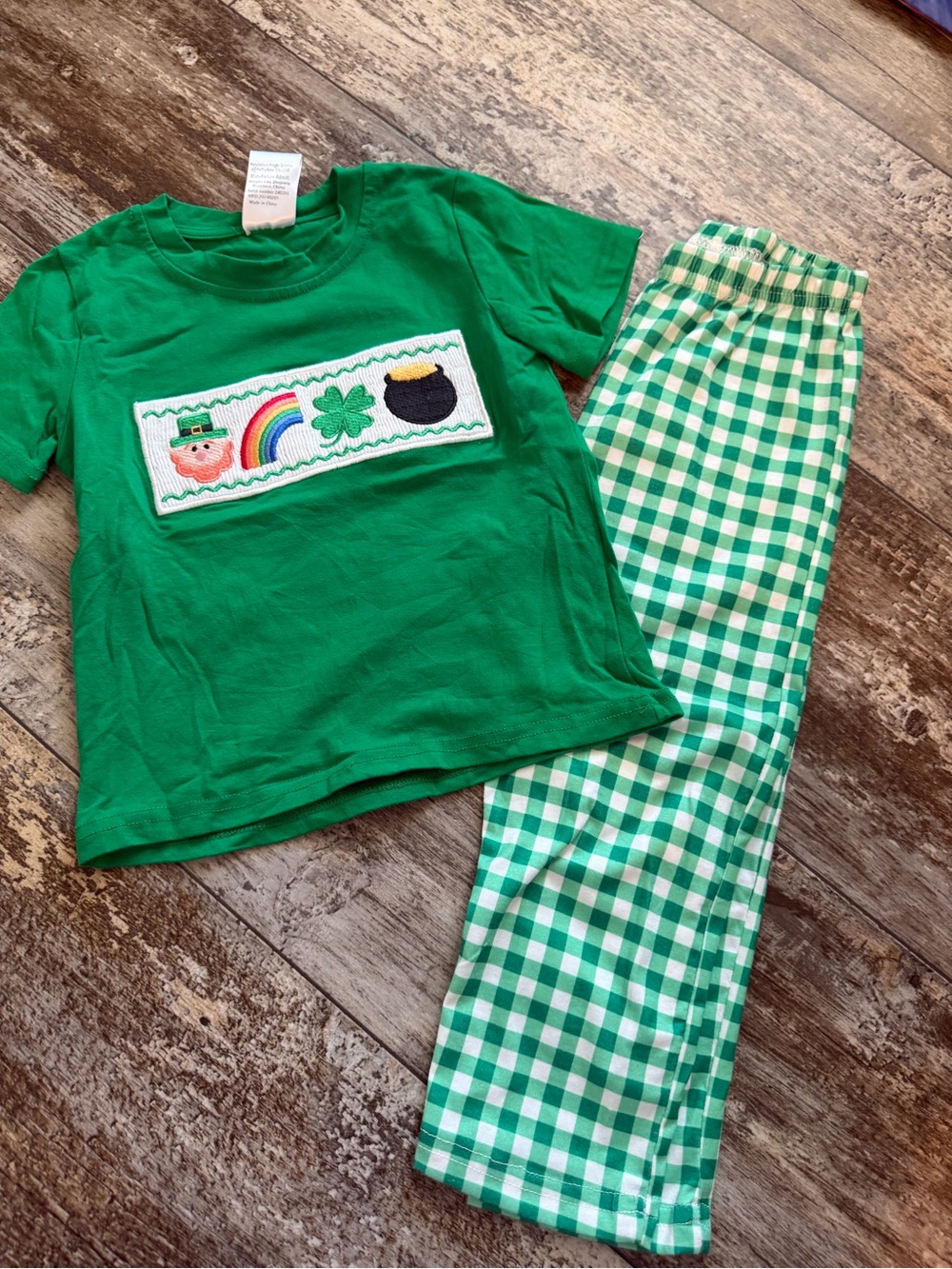 Kids Green St. Patrick's Set with Shamrock Patch